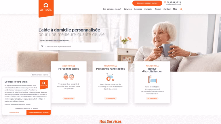 Amelis home aid services website homepage